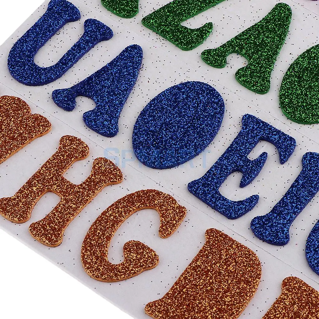 A-Z Alphabet Glitter Sticky Foam Stickers Self Adhesive Letter Sticker for Scrapbooking Card Art Craft Kids Fun Sticker Toys DIY