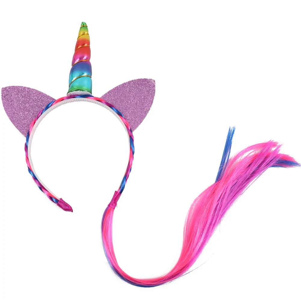 Модная повязка на голову для девочек с бантом из мультфильма, изысканная лента ручной работы с радужным принтом, Детские аксессуары для волос - Цвет: 16