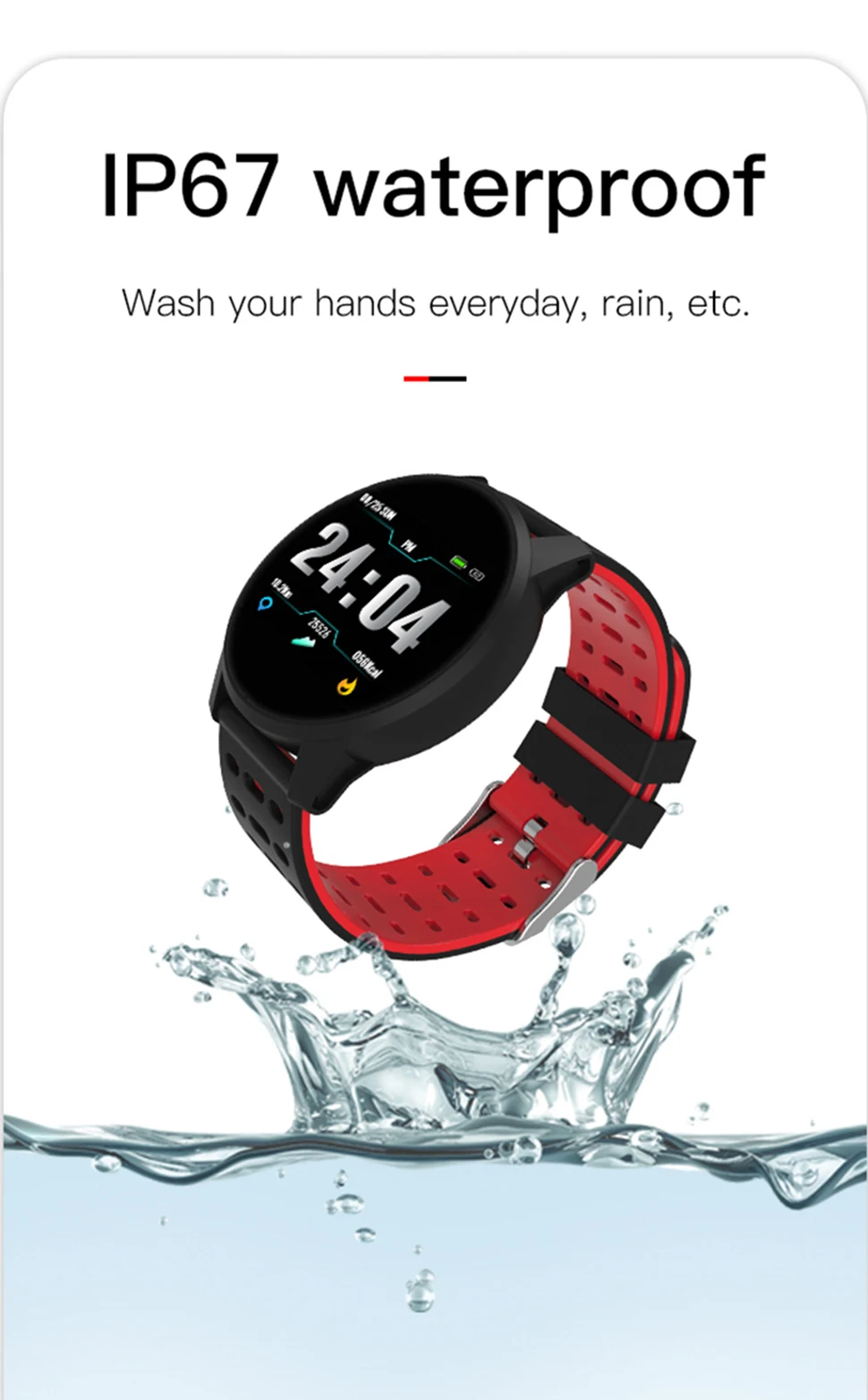 Умные часы Hamswan B2 цветной экран Фитнес Спортивные часы IP67 Водонепроницаемый пульсометр кровяное давление Smartwatch для Ios Android
