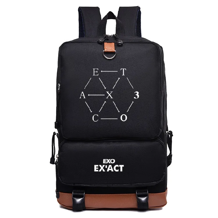 

Korean Style EXO EX'ACT Printing Canvas Backpack Kpop Teens Travel Backpack Laptop Bag Womens Mens Daily Backpack School Bags