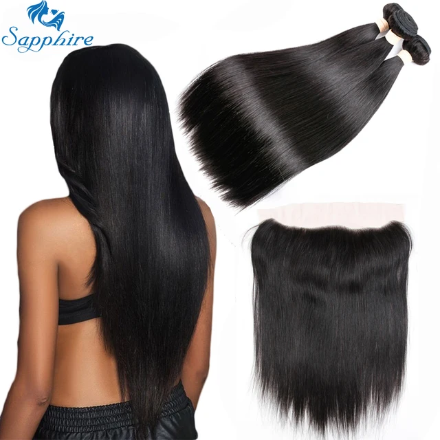 Special Offers Sapphire Hair Extensions Brazilian Human Hair Weave 3 Bundles With Frontal Closure Straight Human Hair Bundles With Closure Special Offers Sapphire Hair Extensions Brazilian Human Hair Weave 3 Bundles With Frontal Closure Straight Human Hair Bundles With Closure