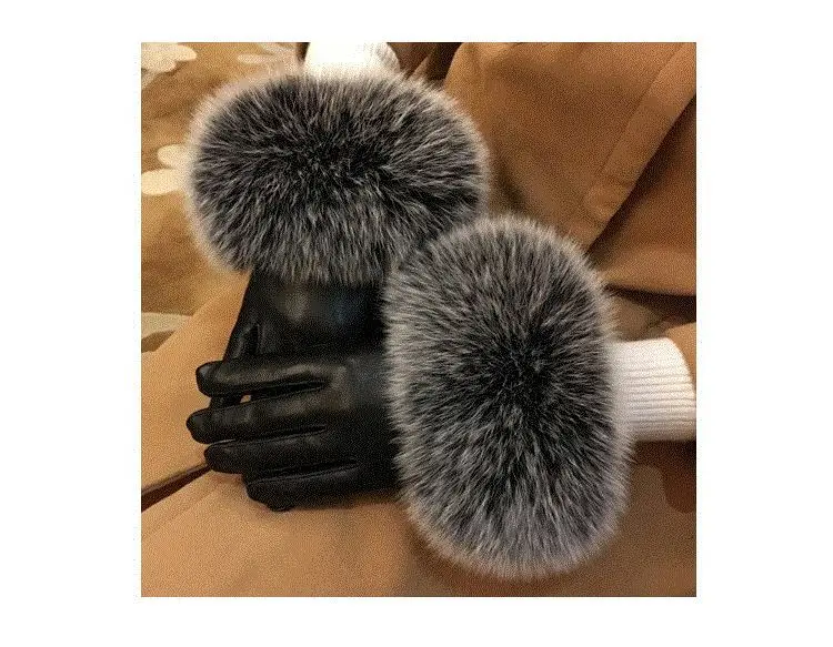 Svadilfari оптом новые 2019 зимние женские роскошные стильные теплые перчатки из натуральной овечьей кожи с лисьим мехом для вождения утепленные