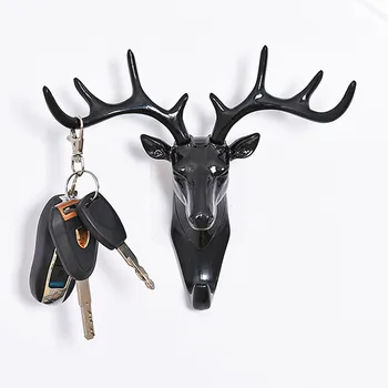 

American Style Deer Head Hook Key Holder, Wall Key Rack Hanger Key Ring Hooks Clerk Housekeeper on the Wall Home Wall Decoration