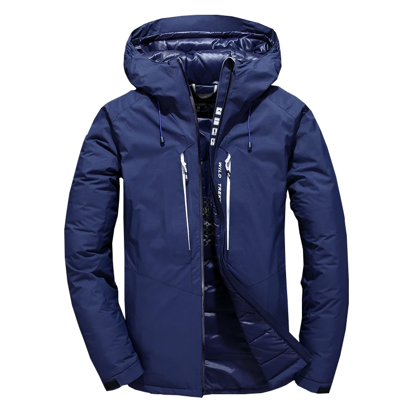 

New White duck Down Jacket Men Winter wild trekking Warm Hood Detached Caulking Waterproof duck down parka coat Plus Size 3XL