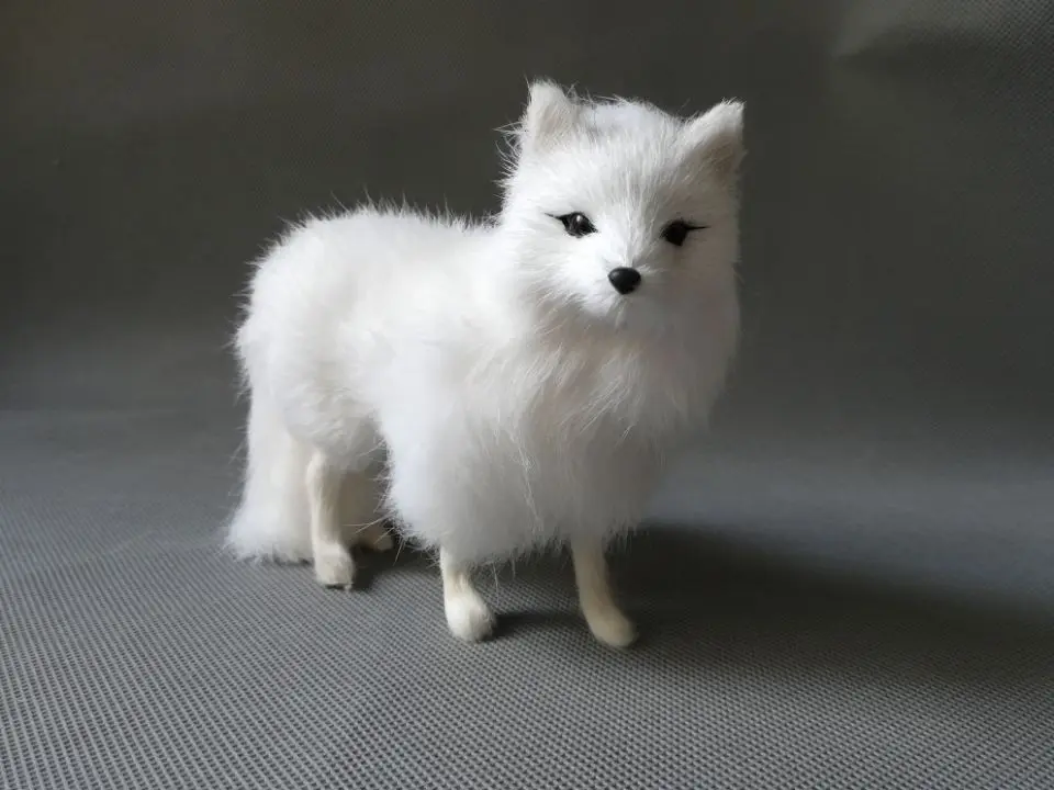 Реальная игрушка 16x12 см милый Лисий полиэтилен и мех белая лиса модель украшения