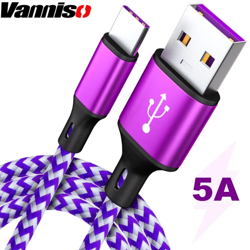 

Fast Charging 5A USB C Cable For Huawei P20 30 Pro type C Super USB charger Data Cables for Samsung S9 S8 note9 Xiaomi 9 Note 7