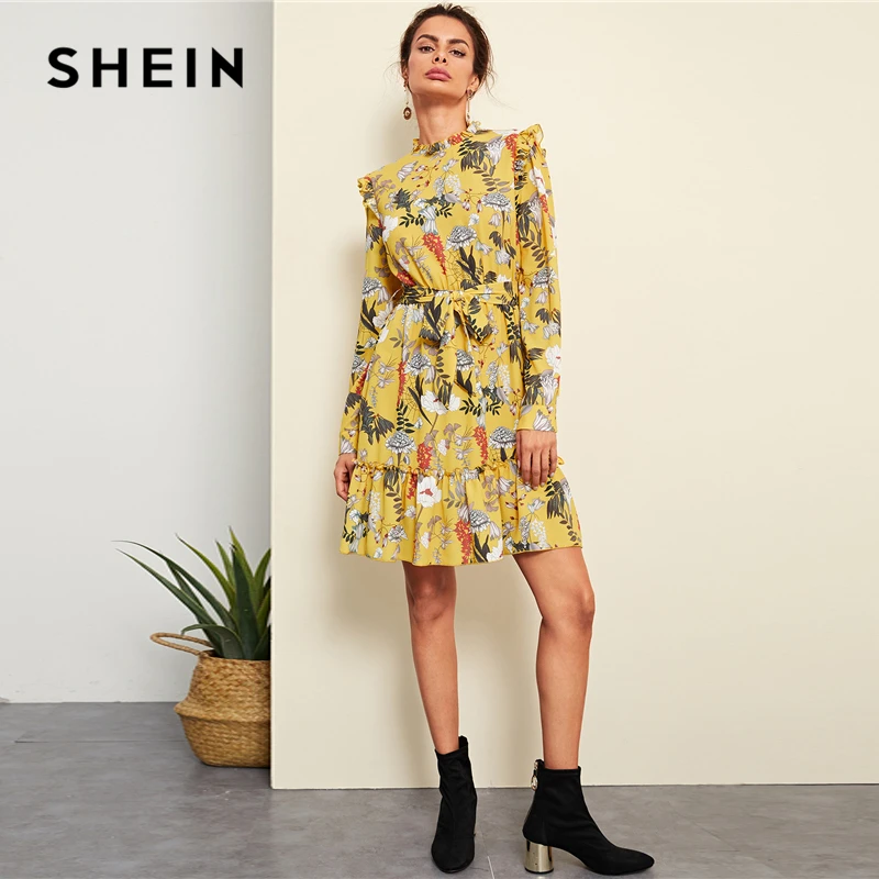 WXT 2018 цветочный Амарилло оборкой vestido elegante рюшами con vestidos de las mujeres vacaciones alta ci |