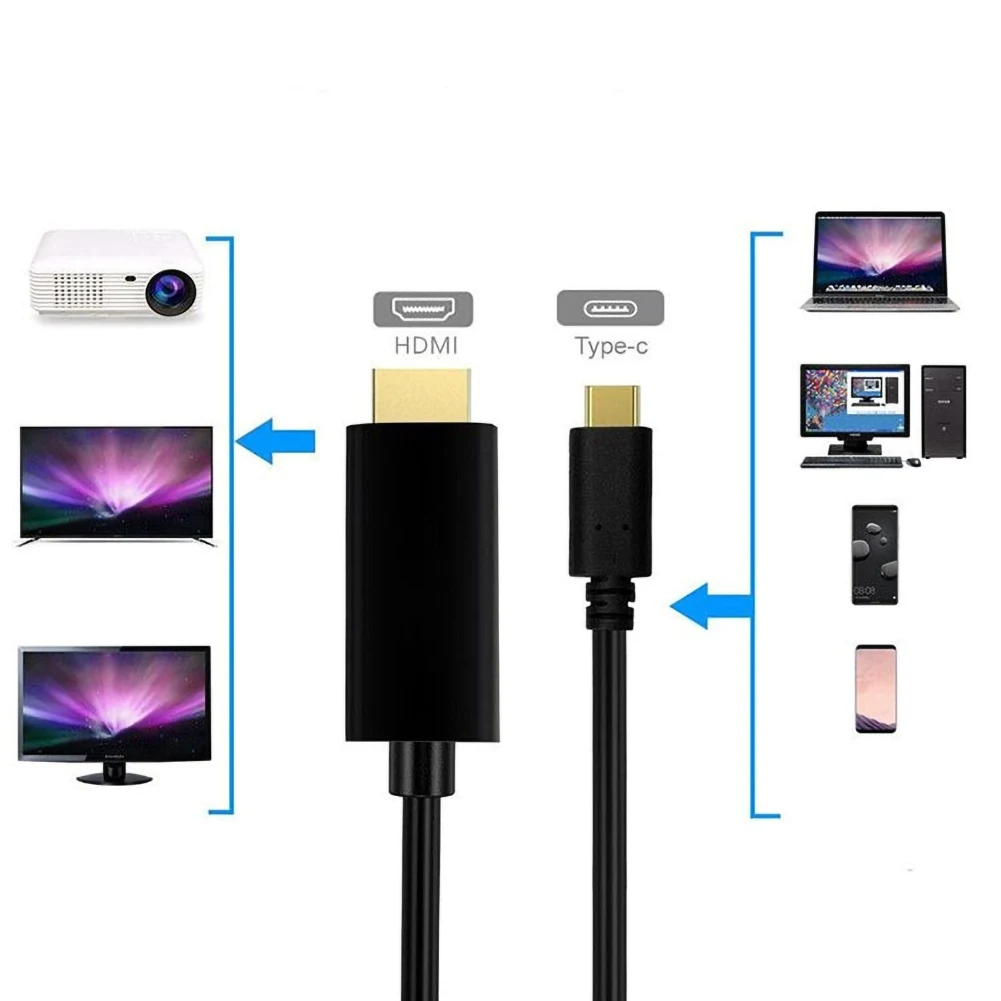 Черный Usb type-c к Hdmi конвертер адаптер телефон подключение к ТВ кабель HDTV видео преобразователь для Macbook samsung huawei LG G5 G6 ULTRA