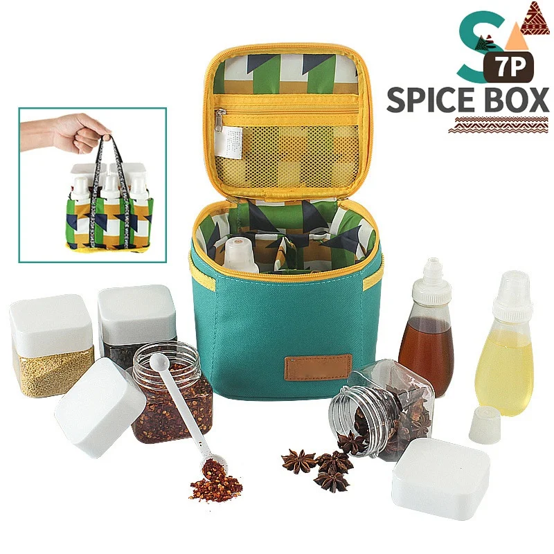 

Camping Portable Spice Jars Sauce Condiment Bottles Containers Set Organizer Carry BBQ Outdoor Camping Bag