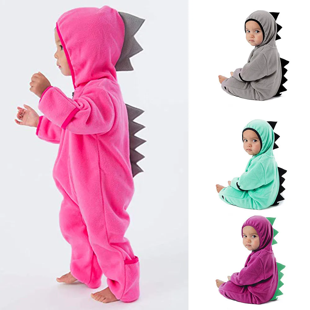 

MUQGEW Toddler Baby Rompers Girls Boys Dinosaur Hoodie Romper Zip Clothes Jumpsuit 2018 Autumn Winter Children Rompers Outfits