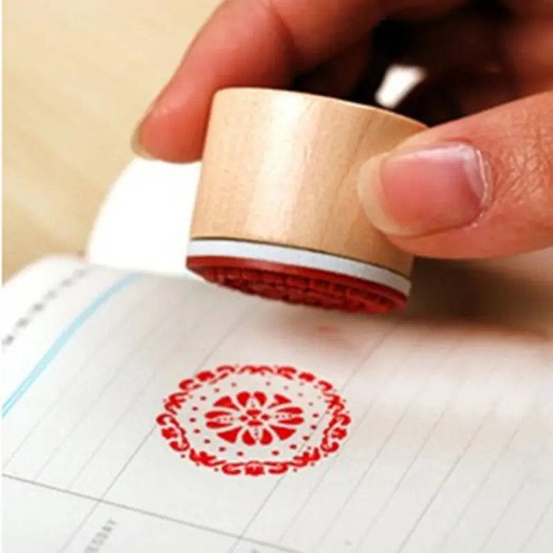 

Rubber Stamp for Scrapbooking 6pcs/pack Round Wooden Assorted Retro Vintage Floral Pattern Rubber Stamp DIY Toy