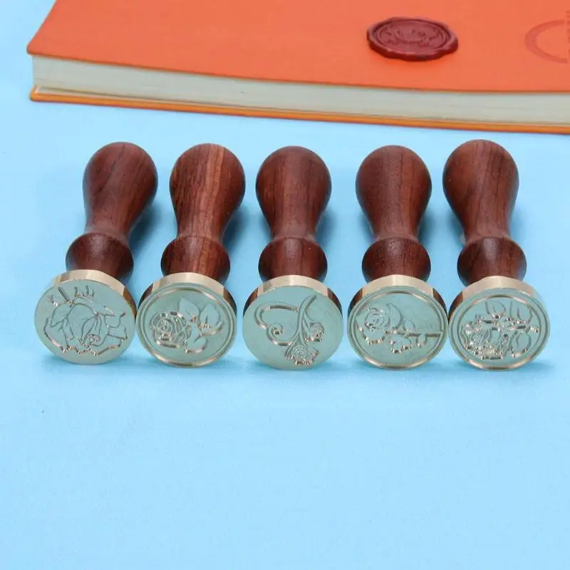 

11 Patterns Retro Wax Seal Copper Head Wood Handle Wax Antique Sealing Stamp DIY Envelope Card Wedding Decorative Invitation
