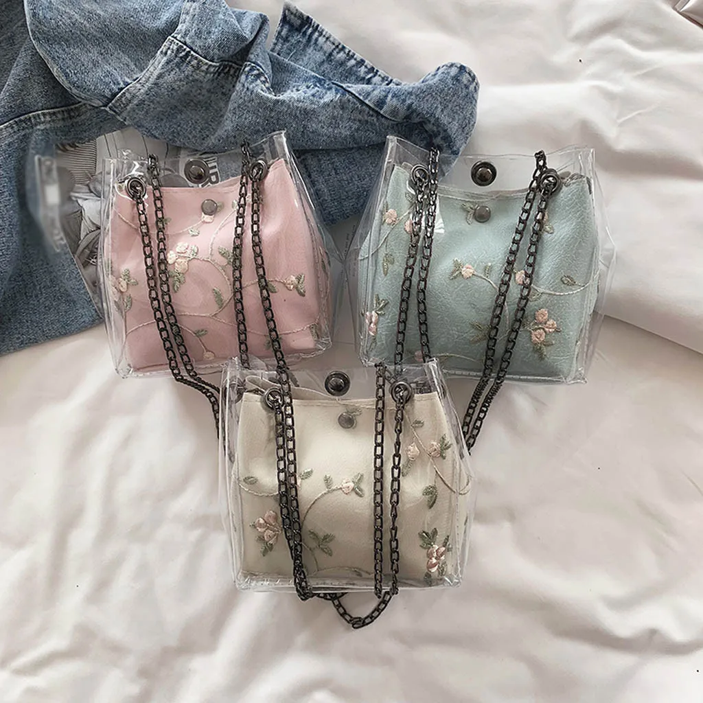 Small Bucket Bags women Clear Transparent Shoulder Bags Candy Color Women Chain lace Bag Totes Compound Female Mini Bag bolso Small Bucket Bags women Clear Transparent Shoulder Bags Candy Color Women Chain lace Bag Totes Compound Female Mini Bag bolso