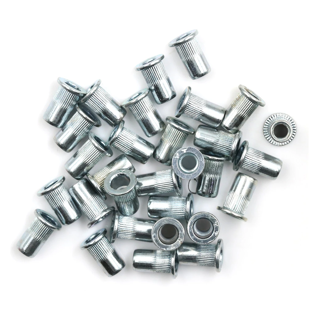 30pcs Silver M5 Thread 304 Stainless Steel Rivet Nut Insert Nutsert Knurled Nuts Cap Rivnut