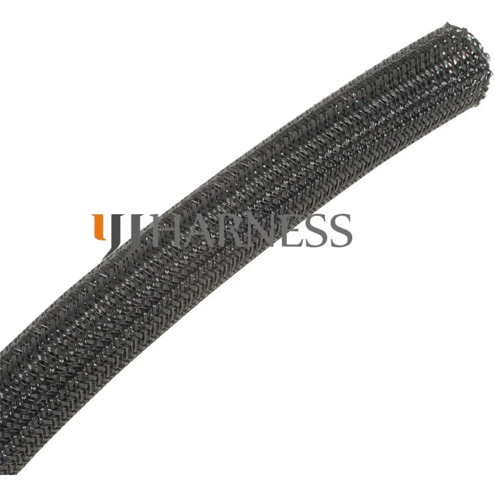 

3/4" ID:19mm split braided sleeving cable Flexo f6 techflex overlaps by 25% self closing braided cable wrap free shipping