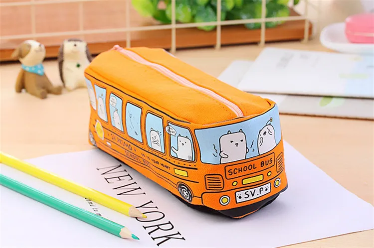 Большой чехол для карандашей на молнии для школьного автобуса, креативная сумка для карандашей, канцелярская коробка для ручек для учебы, офисные принадлежности, подарок для детей