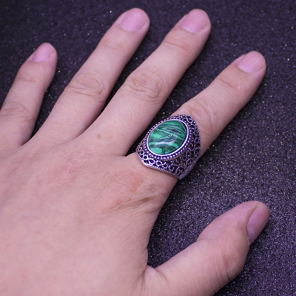 Bohemian Vintage Stone Ring for Women High Quality Fashion Silver Color Big Female Anniversary Wedding Bands Ring Jewerly