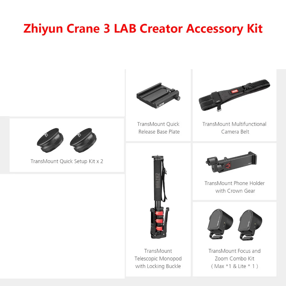 

Zhiyun Crane 3 LAB Servo Follow Focus Monopod Phone Holder Accessory Kit for Zhiyun Crane 3 LAB Handheld Stabilizer