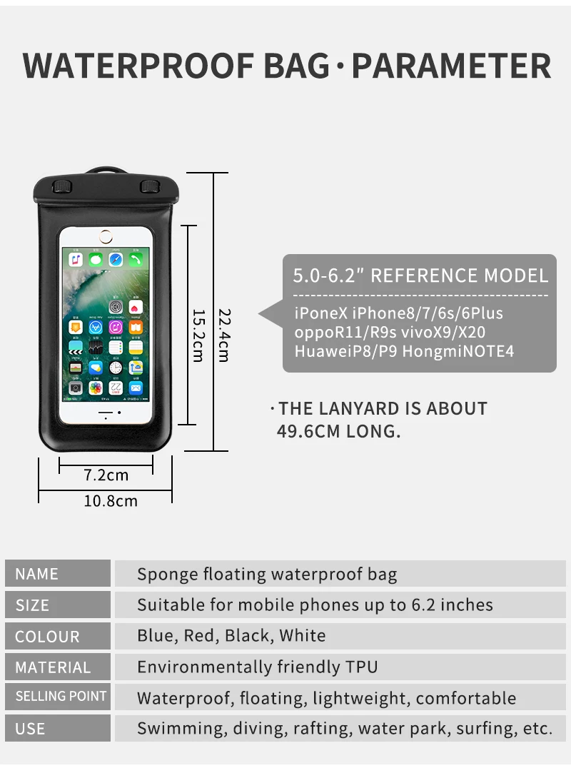 Водонепроницаемый чехол губка-поплавок сумка для iPhone 11 Pro 6 6s 7 8 Plus X XR XS Max samsung S10 Note 10 9 S8 S9 водонепроницаемый чехол для телефона