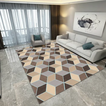 

Modern Simplicity Fashion Geometric 3D Blocks Squares Brown Nonslip Floor Door Mat Parlor Living Room Home Decor Carpet Area Rug
