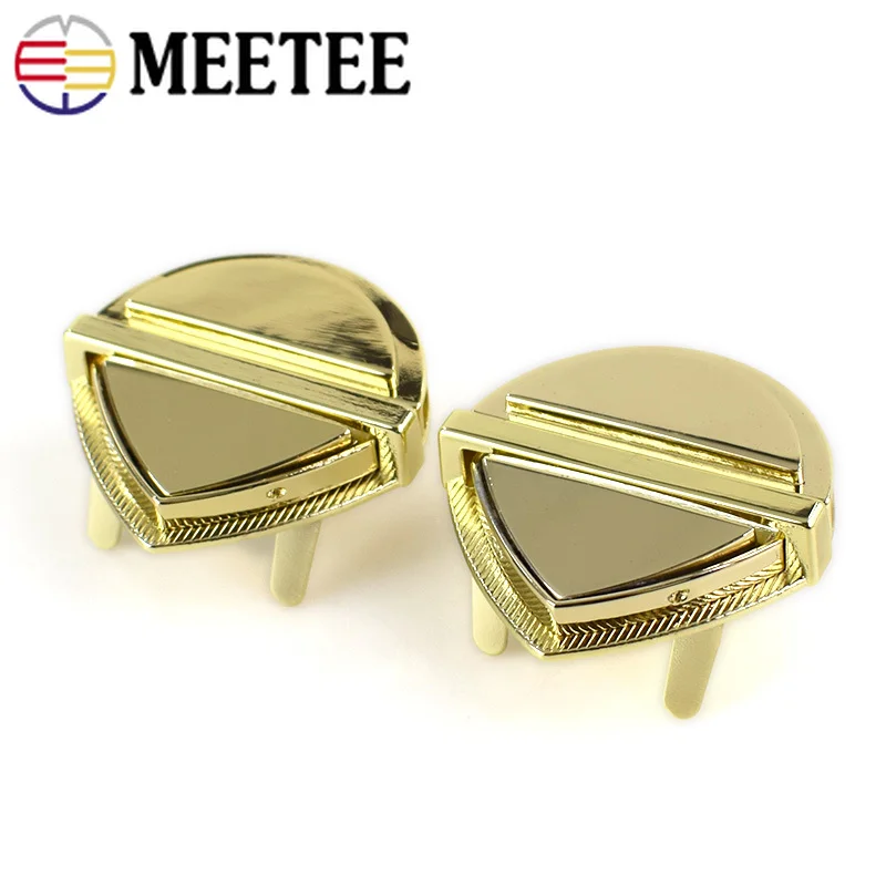 Meetee 2pcs Metal Bag Lock Clasp Snap Twist Turn Buckle Female Handbag DIY Craft Decoration Hardware Accessory BD387 | Дом и сад