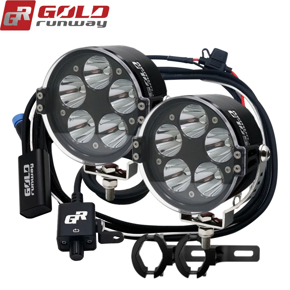 

Goldrunway Designs 50X Sport Universal LED Lighting+360 Bracket Kit+Wiring Harness with Relay Switch+Clear or yeProtected lense