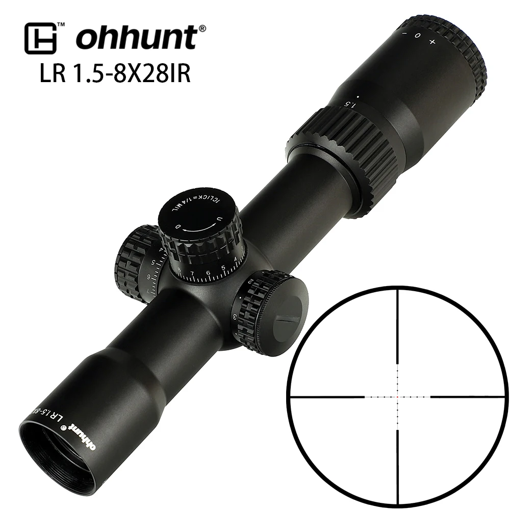 Ohhunt LR 1,5-8X28 IR Hunitng Riflescope Mil Dot стекло травленая сетка тактические оптические прицелы револьверный Сброс блокировки для прицела