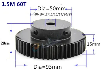 

Spur Gear pinion teeth width 15mm 1.5M 60T 1.5mod gear rack 60teeth bore 8/10/12/15/16/17/20mm 45 steel cnc rack and pinion
