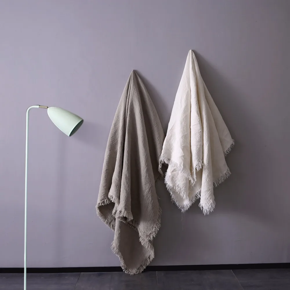 

100%French Linen Blanket Throw Blanket Bedspread Heavy Double Layer Linen Free Shipping High Quality ESASILK