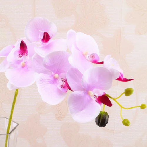 6 стеблей синий искусственный шелк орхидеи ветви белая свадебная бабочка Орхидея фаленопсис для украшения дома вечерние цветы на стол - Цвет: Light Pink