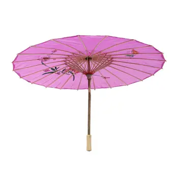 

Chinese Style Orchid Pattern Cloth Bamboo Dance Oriental Umbrella Purple