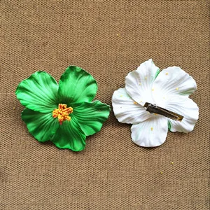 36 шт. Разноцветные пены Гавайский цветок гибискуса цветок свадебные зажимы для волос 9 см цветок вечерние свадебные frangipani - Цвет: green