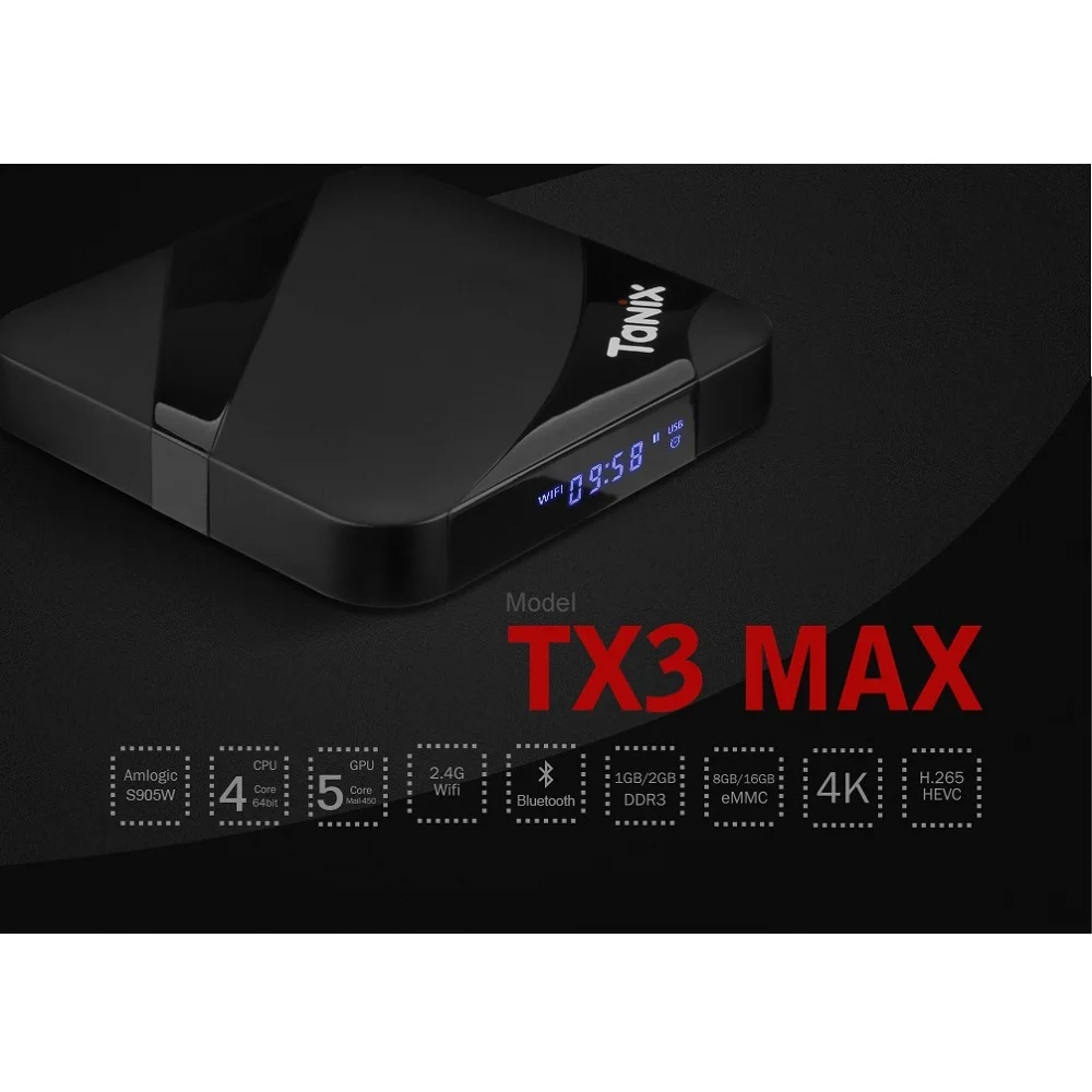 VONTAR Tanix TX3 ماكس مربع التلفزيون الذكية الروبوت 7.1 2 GB 16 GB BT4.1 Amlogic S905W رباعية النواة H.265 4 K 2.4 GHz WiFi تلفزيون