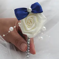Элегантная атласная цветок Дизайн корсаж с бантом и жемчугом брошь ручной работы Свадебных Мероприятий ювелирные изделия человека