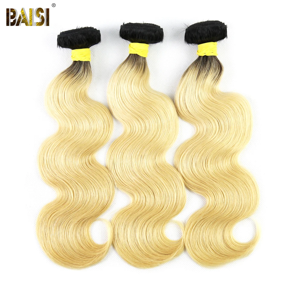 BAISI волосы бразильские виргинские волосы объемные волнистые волосы плетение 3 пучка Омбре 1B/#613 100% человеческие волосы