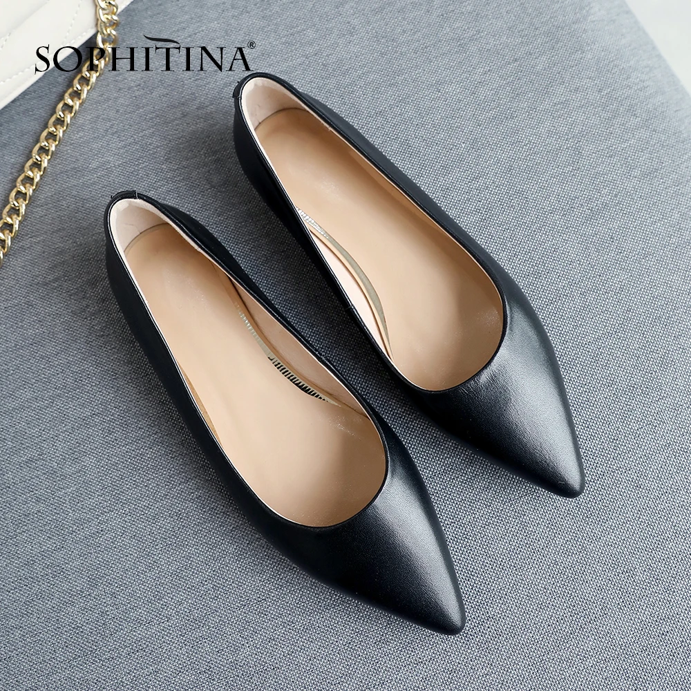SOPHITINA/Новинка стильные женские туфли из натуральной кожи на квадратном каблуке