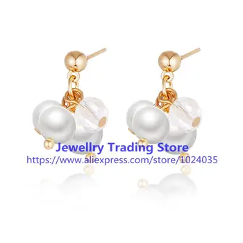 

200 pairs/lot Hot Fashion Beautiful Grapes White Pearl Earrings Wholesale Women Dress Earrings