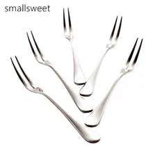 1Lot/10 pcs Fruit Fork Set Hotel Restaurant Party Supplies Salad Snacks Cake Dessert Stainless Steel Fruit Fork Box Tableware