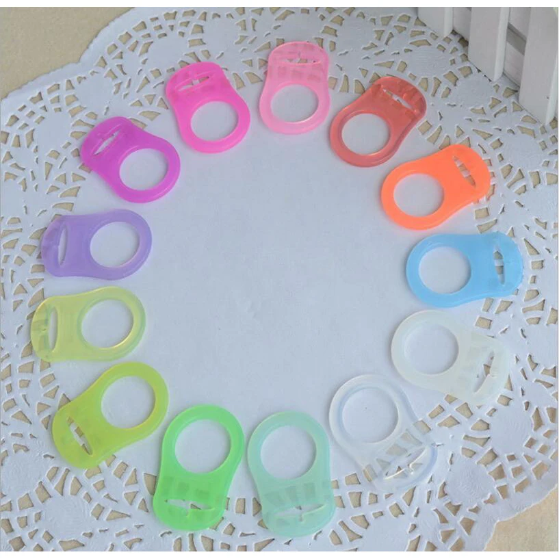 

100Pcs/Set Mixed Color Silicone Baby Pacifier Adapter Rings Dummy Pacifier Holder Clip Adapter chain Pacifier Holder for NUK MAM