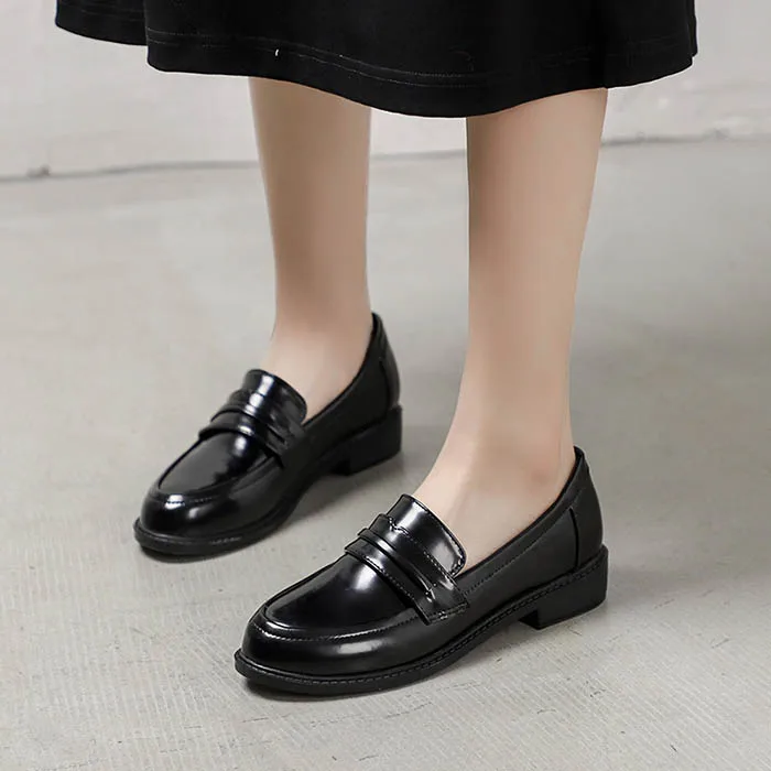 LIHUAMAO/кофейно-коричневые Пенни-Лоферы для женщин; модельные туфли; слипоны с круглым носком; офисные вечерние туфли на плоской подошве