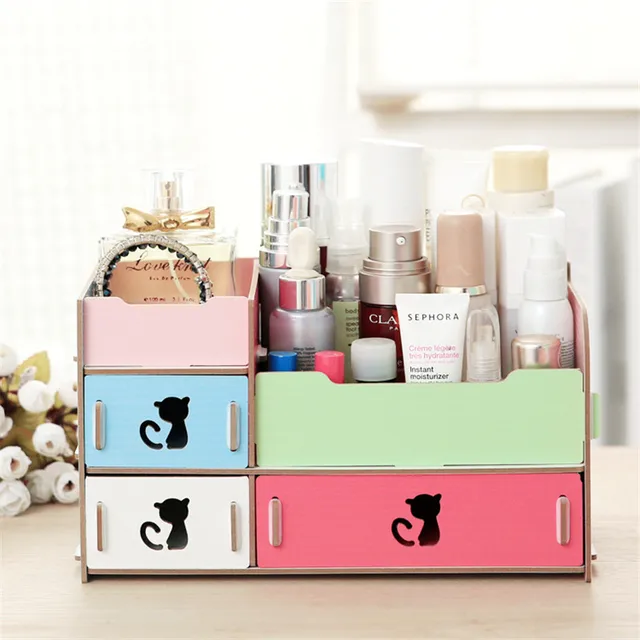 diy wooden desktop storage