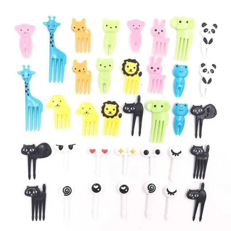 36Pcs Lovely Animal Food Fruit Forks Snack Dessert Forks Food Picks Bento Accessories Kitchen Utensils Lunch Decor 20JY177