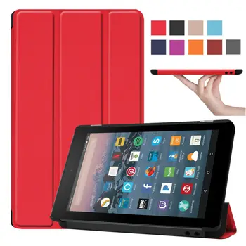 

Slim Magnetic Flip Stand Case Cover For Amazon Kindle Fire 7 2019 9th Generation PU Leather Smart Plain Shockproof Case