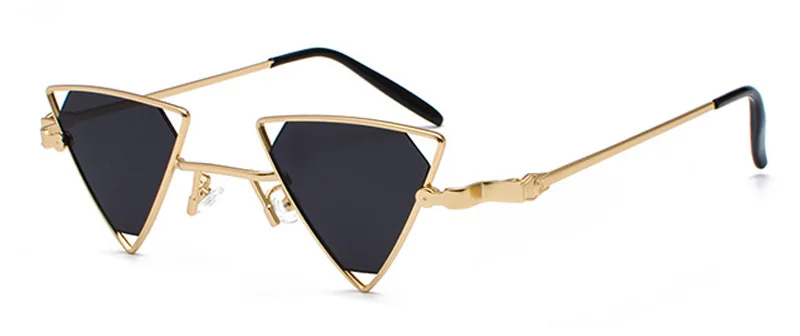 Винтажные очки shauna в стиле панк Женские Треугольные солнечные очки модные мужские открытые Красные линзы UV400 - Цвет линз: Golden Black