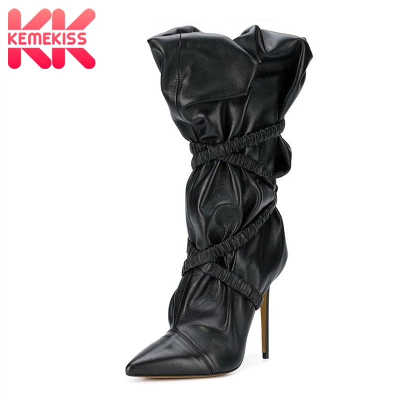 

KemeKiss Plus Size 33-48 Fashion Women High Heel Boots Sexy Catwalk Shoes Women Sexy Thin Heel Boots Women Party Club Footwear