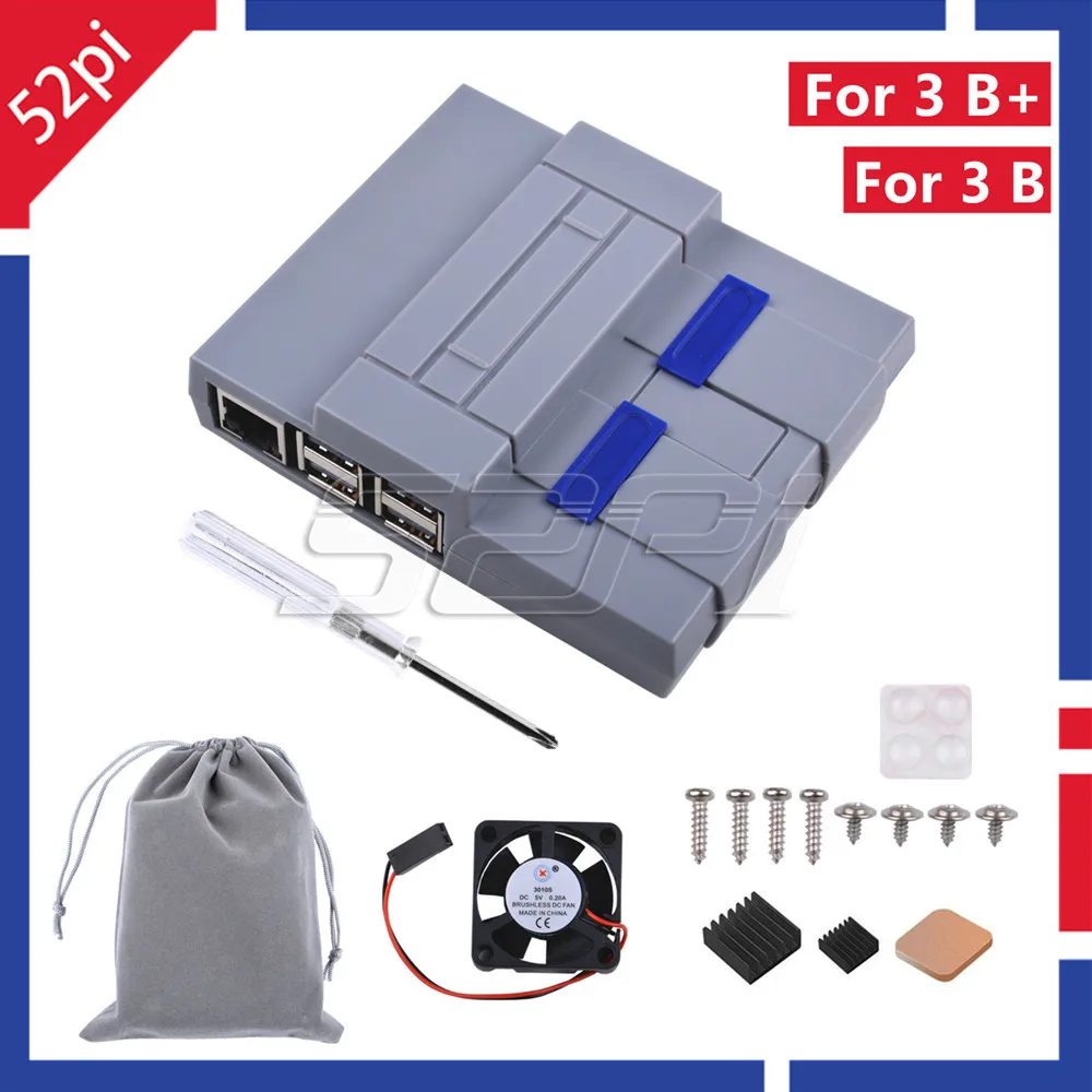 Чехол для корпуса 52Pi NES чехол SNES с охлаждающим вентилятором и радиатором моделей