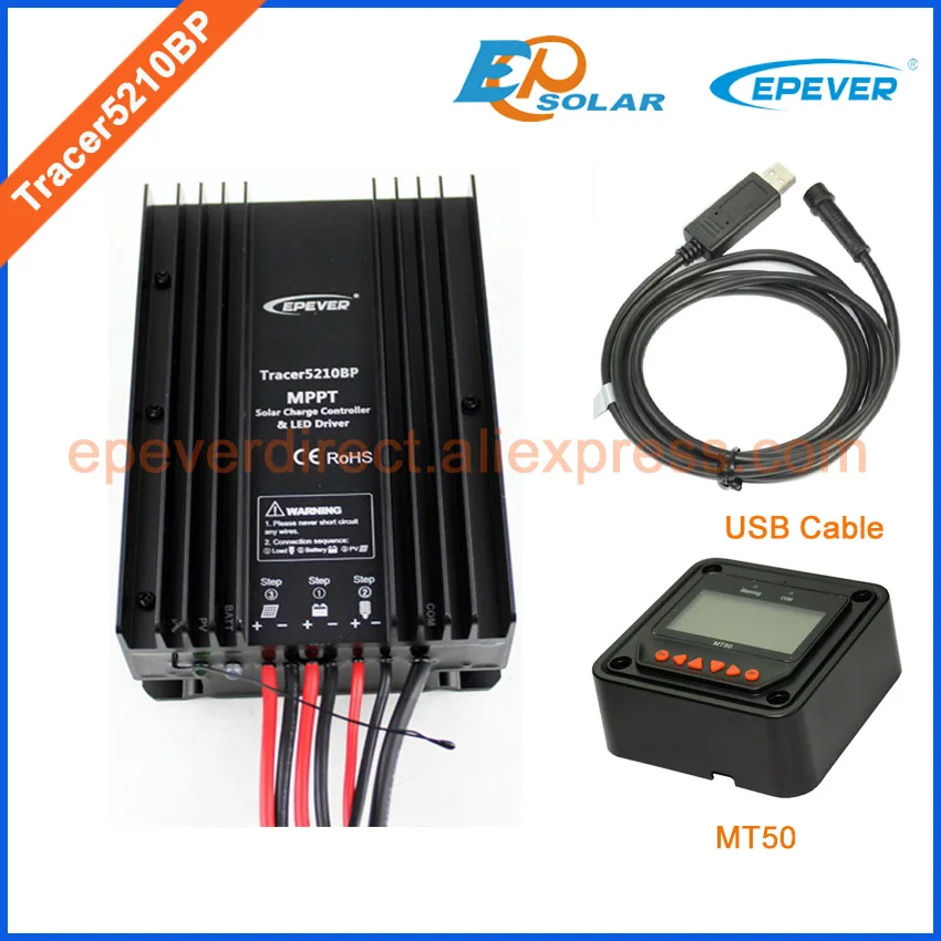 with BK MT5 and USB Зарядное устройство Солнечный контроллер EPSolar MPPT Tracer5210BP с MT50 метром и usb-кабелем ПК программного обеспечения подключения 20A 20amp - Цвет: with BK MT5 and USB