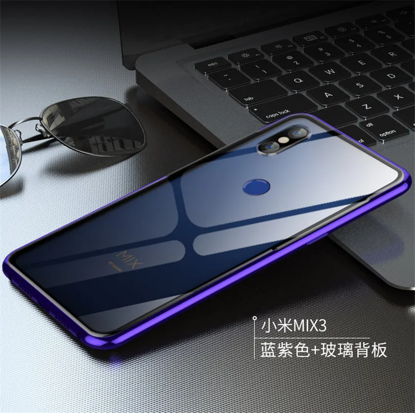 Xiaomi mi x 3 чехол Роскошный металлический бампер чехол на Xiaomi mi x 3 Прозрачный задний Чехол из закаленного стекла для телефона mi x3