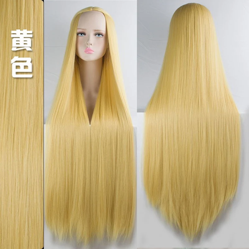 WTB largo recto Cosplay Peluca de fibra de alta temperatura pelo sintético 100 Cm Anime fiesta pelucas 20 colores coloridos