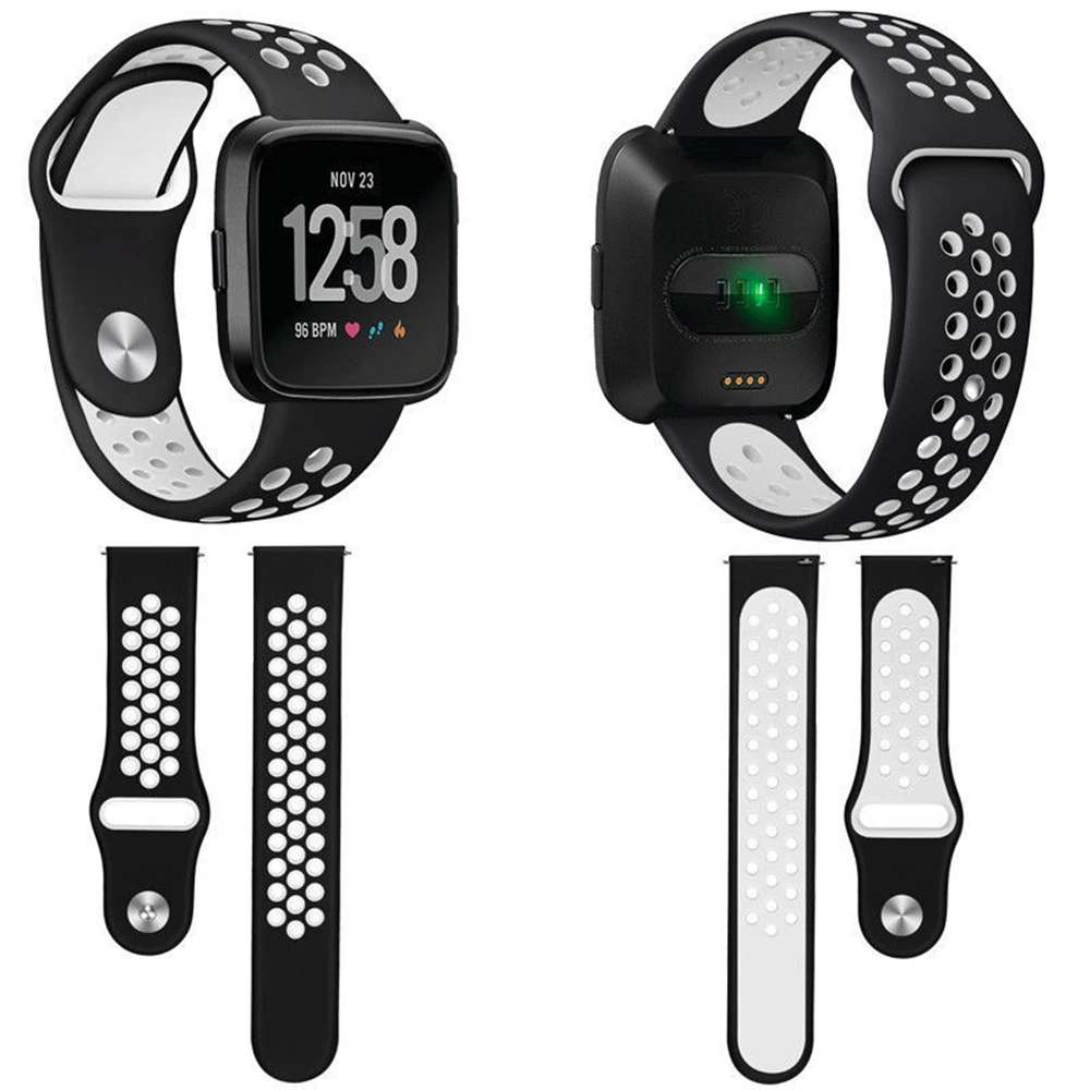 Двухцветный силиконовый ремешок для часов Fitbit Versa регулируемый спортивный наручный браслет дышащий ремешок для часов с воздушными отверстиями